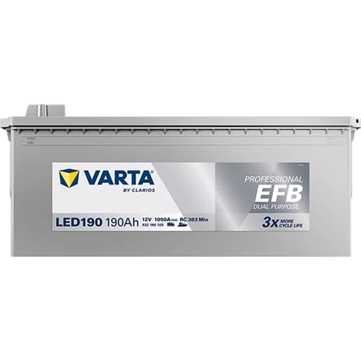 Varta LED190 Professional EFB 12V 190Ah 1050A Versorgungsbatterie, ideal für Wohnmobile und Boote, mit 1050A Kaltstartstrom – Bild 3