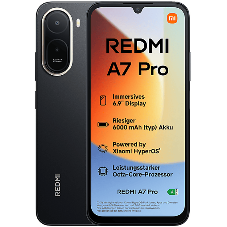 XIAOMI Redmi A7 Pro, 6,9" Smartphone mit 120Hz Display, 64 GB, Dual SIM, schwarz, 6000mAh Akku