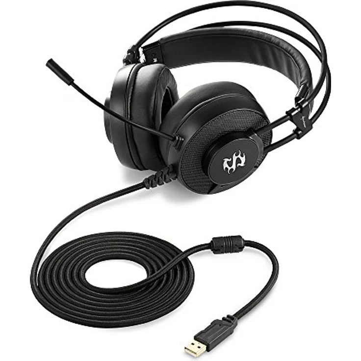 Sharkoon Skiller SGH2 Stereo Gaming Headset (für USB, PC, PS4, 50-mm-Lautsprecher, Extra-Große Ohrpolster, Blaue LED-Beleuchtung, Gefederte Kopfbandaufhängung) schwarz – Bild 3