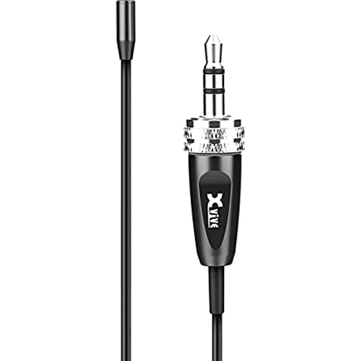 Xvive LV2, Professionelles tragbares Lavalier-Mikrofon mit omnidirektionalem Klang, Verriegelbarem 3,5-mm-TRS-Stecker und Windschutz, Schwarz