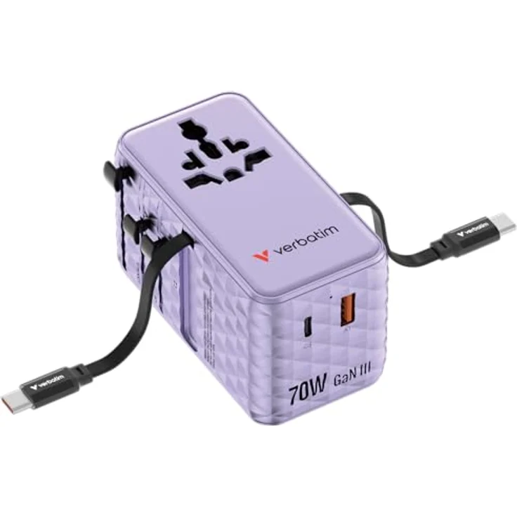 Verbatim Charge 'n' Travel 70W 2C, USB Ladegerät mit 2 Anschlüssen, kompaktes Design, violett – Bild 2