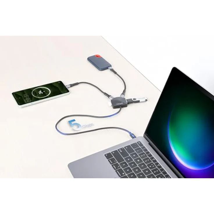 Manhattan 4-Port USB Hub, USB-C Stecker mit 2xUSB-C und 2xUSB-A, 5 Gbit/s Übertragungsrate, tragbar und kompatibel mit Windows/macOS/Linux/Chrome OS – Bild 4