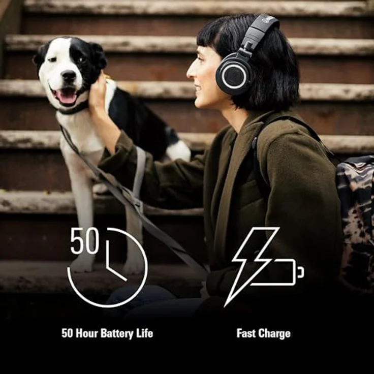 Audio-Technica ATH-M50xBT2, Kabellose Over-Ear-Kopfhörer mit 50 Stunden Akkulaufzeit, Schwarz – Bild 3
