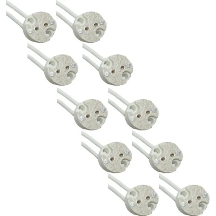 10 x GU5,3/G4/G6,35 Fassung Keramik LED Halogen mit Kabel