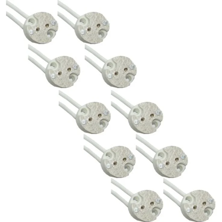10 x GU5,3/G4/G6,35 Fassung Keramik LED Halogen mit Kabel – Bild 1