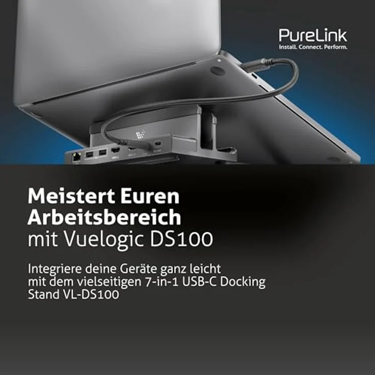PureLink Vuelogic USB C Docking Station Dual Screen, 7-in-1 Multifunktionale Dockingstation Laptop, 2X HDMI 4K / 8K Unterstützung, Ethernet, Multiport, Schwarz – Bild 3