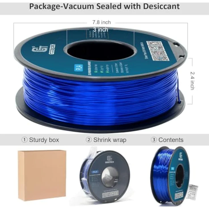 GEEETECH Silk PLA Filament, Silk Yoal Blue, 1,75 mm, 1 kg, für 3D-Drucker, verzugsfrei und hochpräzise – Bild 5
