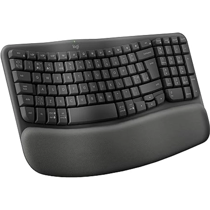 Logitech Wave Keys kabellose ergonomische Tastatur - Grafit, Belgisches AZERTY-Layout – Bild 1