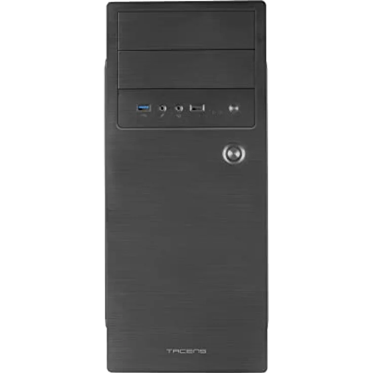 Tacens 2INITIOX, PC-Gehäuse ATX Semi-Tower, 12cm Seitenlüfter, Gebürstete Aluminiumfront, Stahl, Schwarz – Bild 2