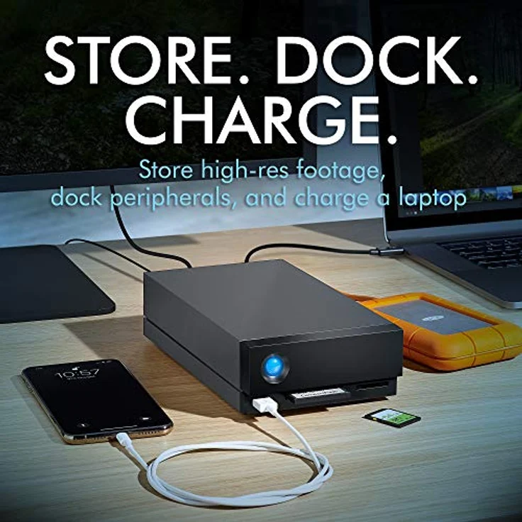 LaCie 1big Dock Thunderbolt 3 24TB Externe Festplatte - Speicher & Docking-Station mit Thunderbolt™ 4 & USB4, Seagate IronWolf Pro HDD, SD/CF-Kartensteckplätze, USB 3.0-Hub, DisplayPort 1.4, Adobe Creative Cloud 1-Monatsmitgliedschaft – Bild 2