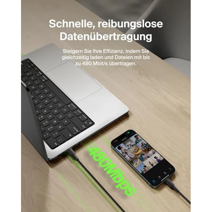 Belkin BoostCharge Pro USB C Kabel, 3 m, Schwarz, Schnellladung bis zu 240 W – Bild 6