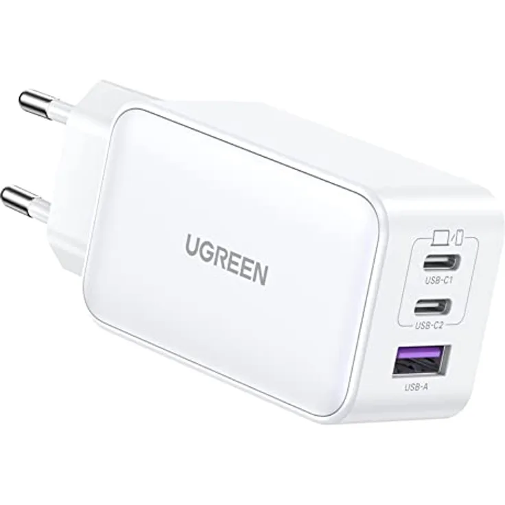 UGREEN USB-A+2xUSB-C 65W GaN Tech Ladegerät, weiß