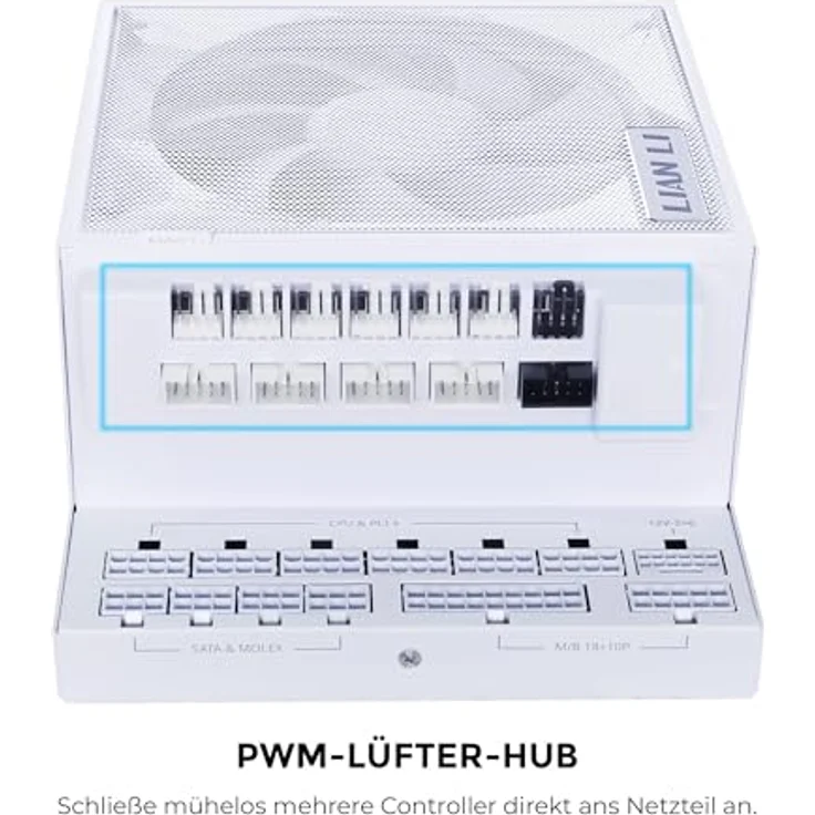 Lian Li Edge Gold 1000 PC Netzteil Weiß, 1000 Watt ATX Netzteil, PCIe 5.1, ATX 3.1 PSU | 80 Plus Gold, leiser Lüfter, USB Hub & Fan Hub – Bild 4