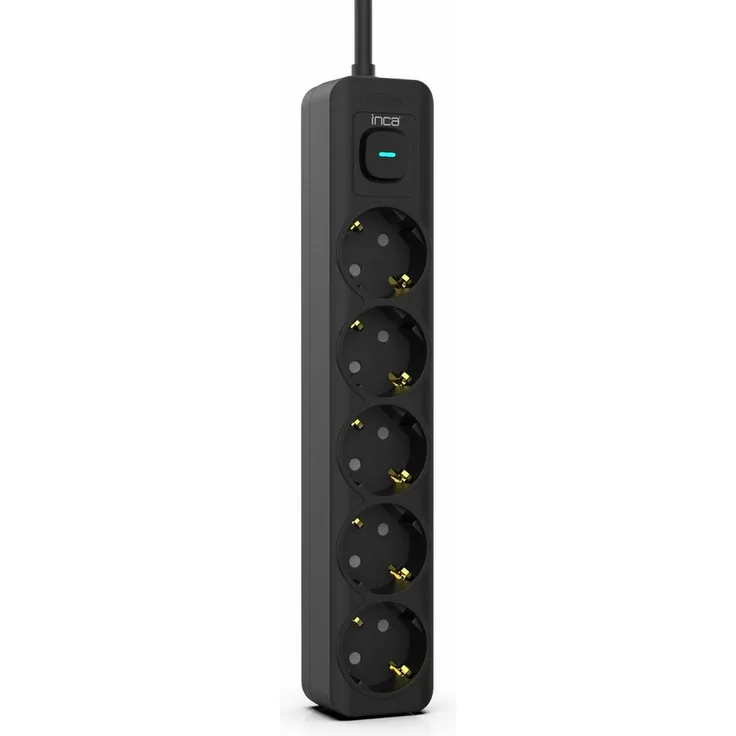 INCA IPW-44SY 5fach, LED Anzeige Kinderschutzfunktion Schwarz 1,5m Steckdosenleiste