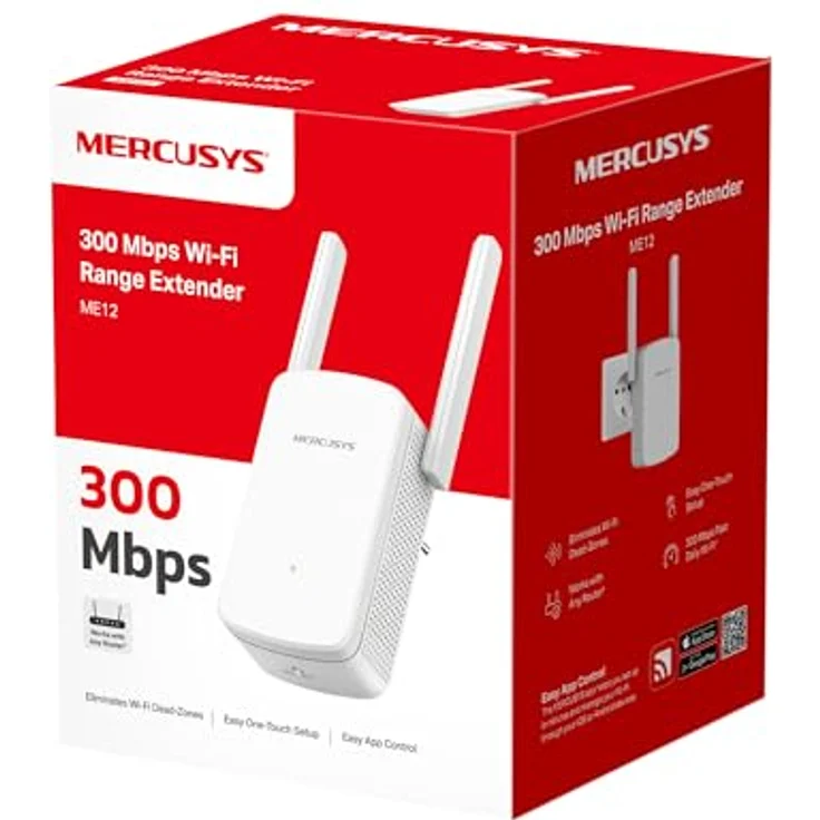 Mercusys ME12 WLAN Verstärker & Repeater, 300 Mbit/s, 2 × externe Antennen, App-Steuerung, Zugriffskontrolle, kompatibel mit allen gängigen WLAN-Geräten – Bild 4