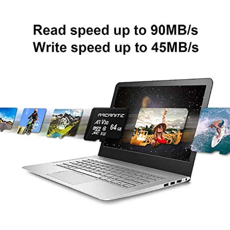 ARCANITE 2 Stücke 64 GB microSDXC Speicherkarte - UHS-I U3, A1, V30, 4K, C10, microSD, Lesegeschwindigkeiten von bis zu 90 MB-s. – Bild 2