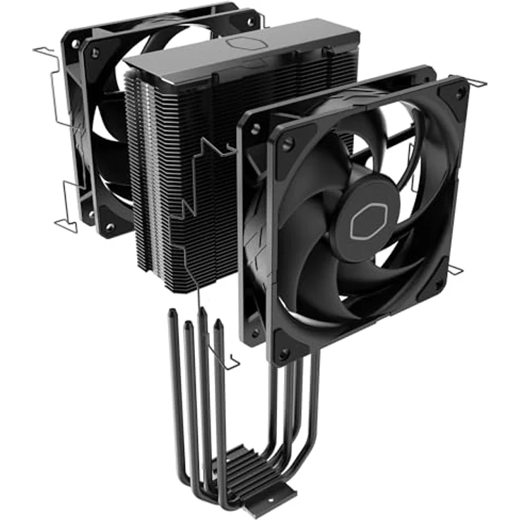Cooler Master Hyper 212 Black X Duo, CPU Kühler mit zwei 120 mm Lüftern, universelle Kompatibilität für LGA 1700, AM5, AM4, Schwarz – Bild 5