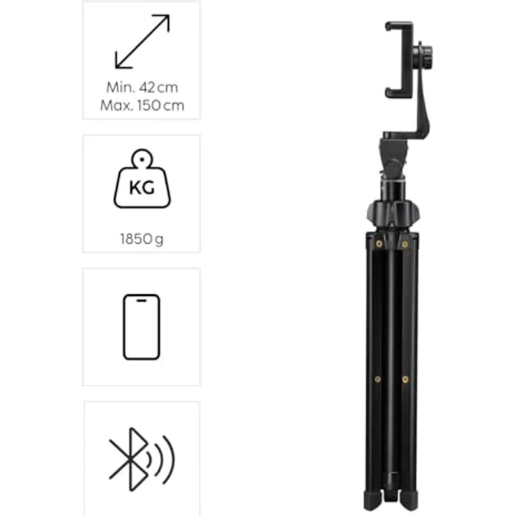 Hama Rotary Smartphone II, 3-Bein-Stativ für Smartphone/Digitalkamera mit Bluetooth-Fernauslöser, schwarz – Bild 2