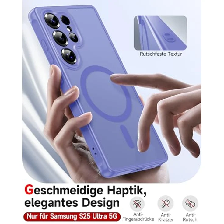 LeYi Magnetische Handyhülle für Samsung Galaxy S25 Ultra 5G, Militärschutz, Mattes Durchscheinendes Case Cover, Himmelblau – Bild 2