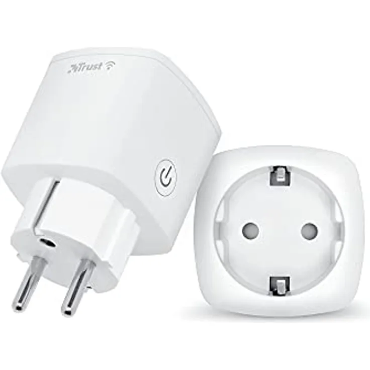 Trust WiFi EU-Steckdose, Kompatibel mit Alexa, Google Nest, Smart Home Intelligenter Schuko-Stecker, 3000W, Smartphone- und Tablet-Steuerung, 2er Pack - Weiß