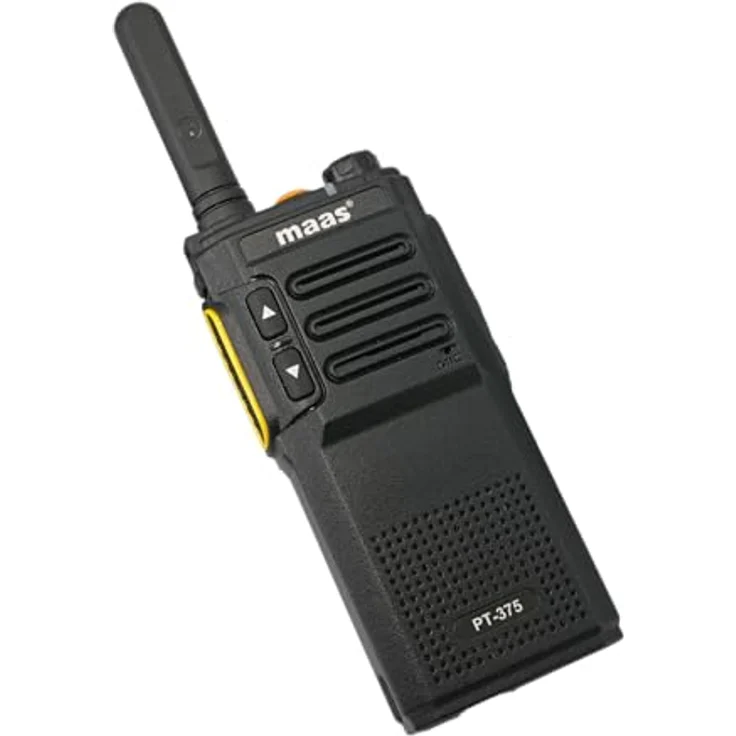 MAAS PT-375 PMR-446 Handfunkgerät, analoges mit 99 Kanälen, inkl. Akku und Standlader, USB-Ladefunktion, schlankes Design, kompatibel zu PMR446 Geräten – Bild 3
