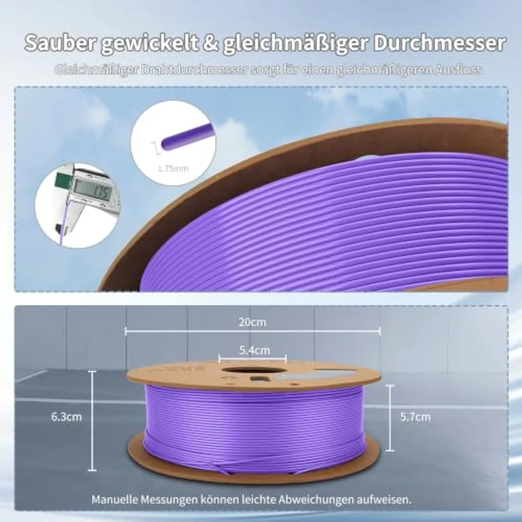 3DHoJor PLA Filament Bundle Set, 1.75mm, 10 x 1kg Rollen in kalten und warmen Farbtönen, hochkompatibel – Bild 5