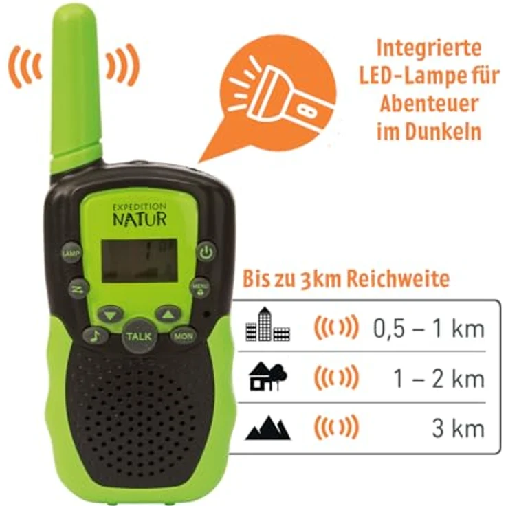 Moses Expedition Natur Walkie-Talkie, unisex Funkgerät für Kinder ab 6 Jahren, 120 g, kompakte Größe 3.9 x 15 x 17 cm – Bild 2