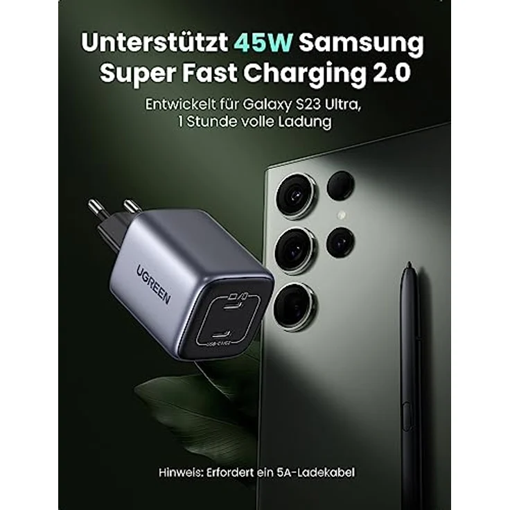 UGREEN Nexode 45W Dual USB-C PD Charger (25W+20W) – Bild 2