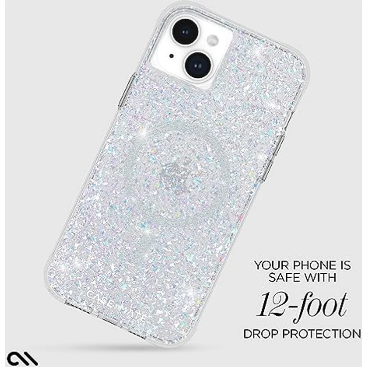 Case-Mate Twinkle Mag-Safe Case Schutzhülle kompatibel mit Apple iPhone 15 Plus Hülle Glitzer (3 m Fallschutz, Recyceltes Material, Integrierter Mag-Safe-Ring, Schillernd)- Stardust/Silber – Bild 3