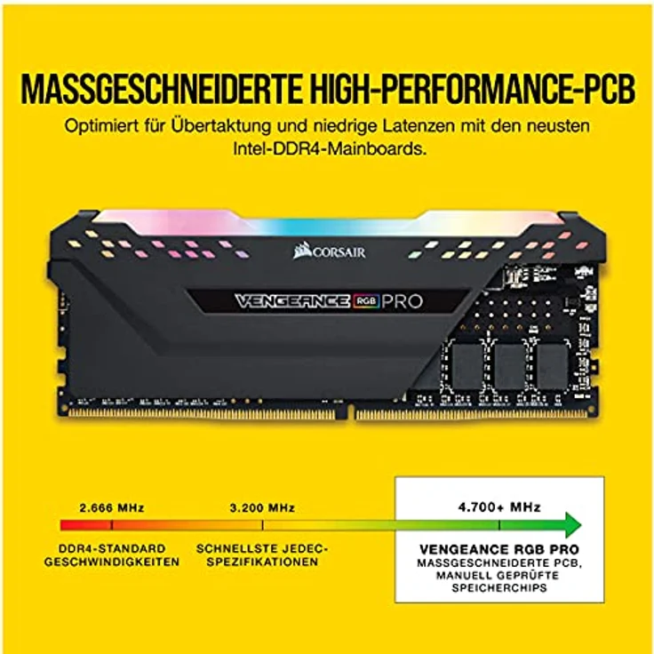 Corsair Vengeance RGB PRO 32GB (4x8GB) DDR4 3200MHz C16 XMP 2.0 Enthusiast RGB LED-Beleuchtung Speicherkit - schwarz - Preisvergleich – Bild 4