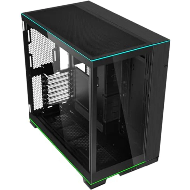 Lian Li O11D EVO RGB PC-Gehäuse, integrierte RGB-Beleuchtung, 455 mm GPU-Freiheit, bis zu 420 mm Radiatoren, Stahl, Aluminium, Gehärtetes Glas, Schwarz – Bild 3