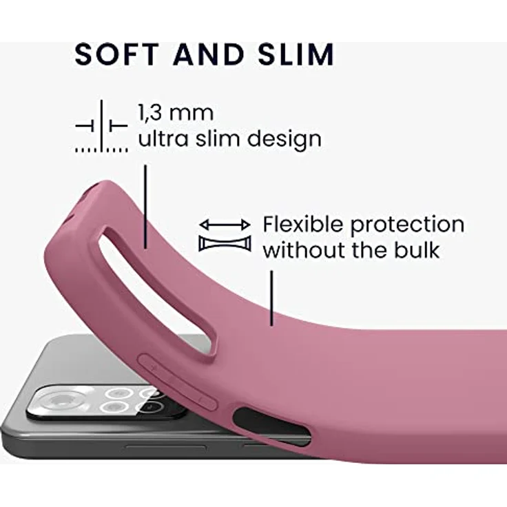 kwmobile Hülle für Xiaomi Redmi Note 11 / Note 11S, weiches TPU Silikon Case für kabelloses Laden, Dark Rose – Bild 2