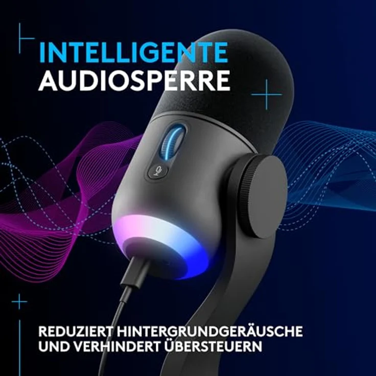 Logitech G Yeti GX dynamisches RGB-Gaming-Mikrofon mit LIGHTSYNC, USB-Mikrofon zum Streaming, Superniere, USB-Plug-and-Play für PC/Mac – Schwarz – Bild 5