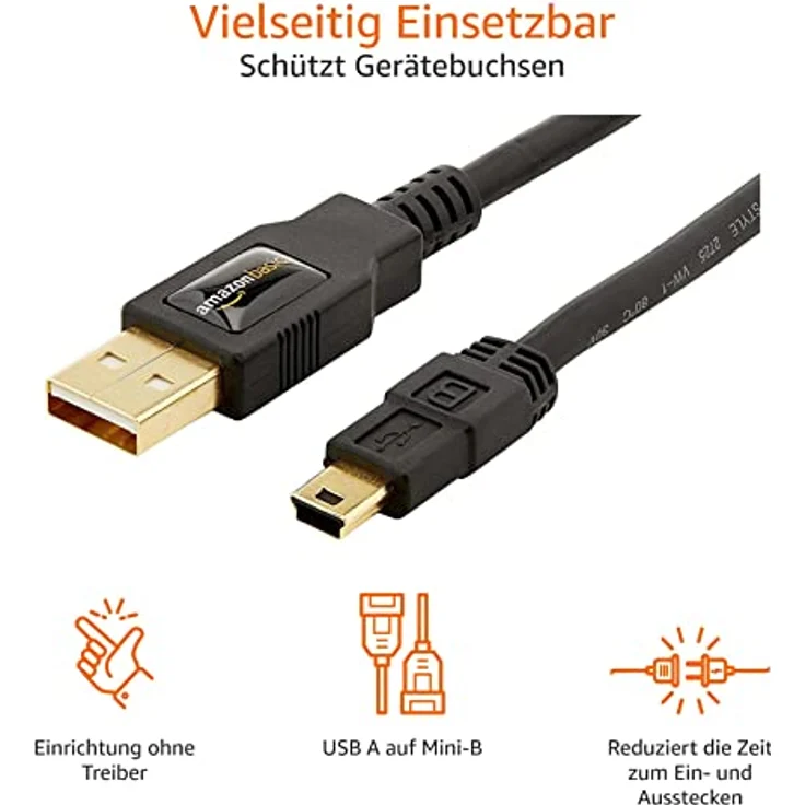 AmazonBasics IFRI USB 2.0 A-Stecker auf Mini-B-Stecker (0,9 Meter),Schwarz - Preisvergleich – Bild 3