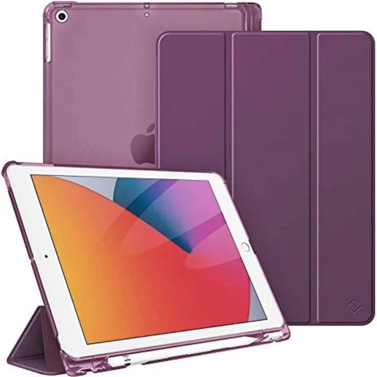Fintie Hülle für iPad 9. Generation 2021/8. Gen 2020/7. Gen 2019 10.2 Zoll mit Stifthalter, ultradünne leichte Schutzhülle mit transparenter Rückseite und Auto Schlaf/Wach Funktion, Lila – Bild 1