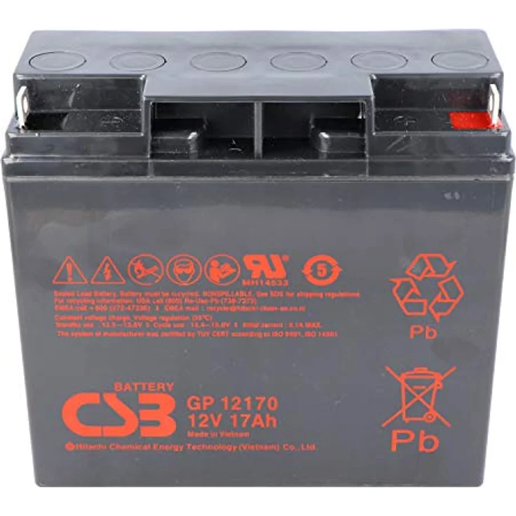 CSB CSB-GP12170 12 Volt AGM Bleiakku 17Ah, wartungsfrei, M5 Flachpol, 5 Jahre Standby Type, 181x76x167mm – Bild 8