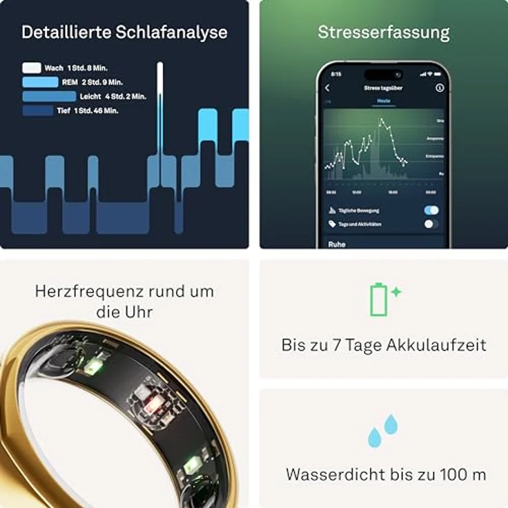Oura Ring Gen3 Heritage (10, Gold), Smart Ring zur Überwachung von Schlaf, Aktivität, Stress und Herzfrequenz, Gold – Bild 5
