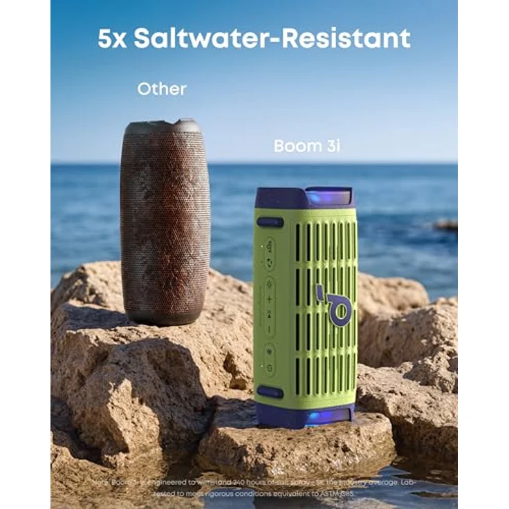 soundcore Boom 3i, Robuster Outdoor Bluetooth-Lautsprecher, wasserdicht IP68, 50W BassUp™ 2.0 Sound, BT 5.3, 16h Akkulaufzeit, Lichtshow + TWS-Stereo, Dschungelgrün – Bild 5