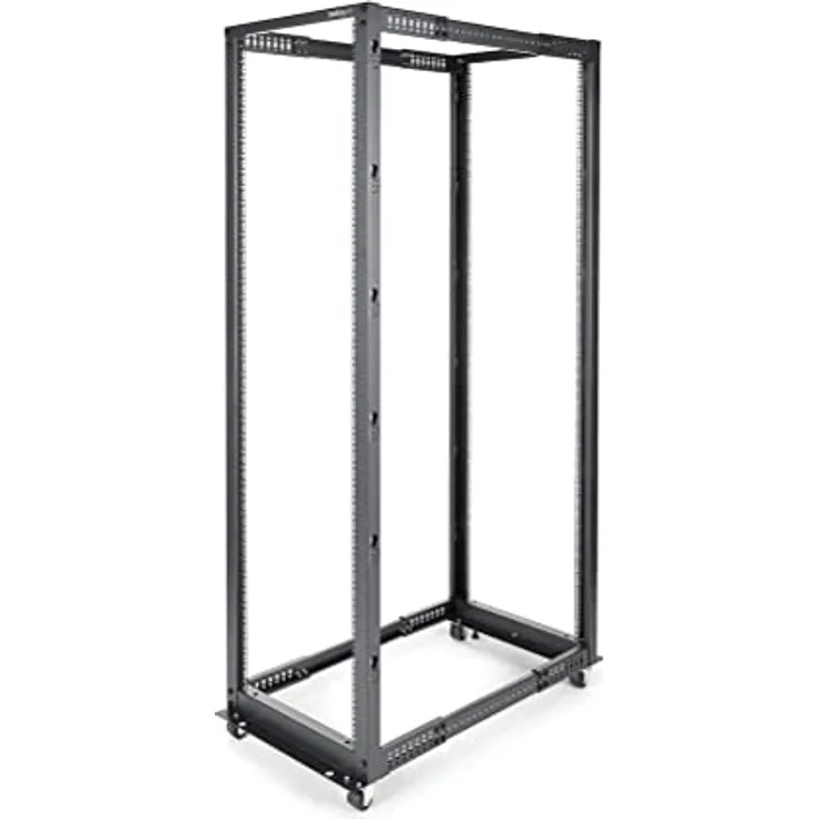StarTech.com 42HE 19" Open Frame Server Rack - 4 Pfosten, Einstellbare Tiefe 56-101 cm, Mobil - Freistehendes Rollendes Netzwerk/Computer Rack - Dell PowerEdge HP ProLiant ThinkServer (4POSTRACK42U)