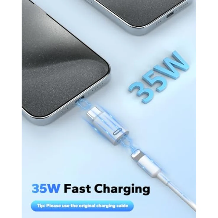 MoKo Lightning auf USB-C Adapter, 4 Stück, für iPhone 15/16/17 & iPad, Schnellladung 35W PD, weiß – Bild 4