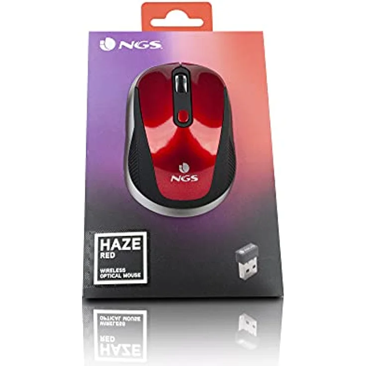 NGS Haze Maus RF Wireless Optisch 1600 DPI Ambidextrous - Mäuse (Ambidextrous, Optisch, RF Wireless, 1600 DPI, Schwarz, Rot) – Bild 7