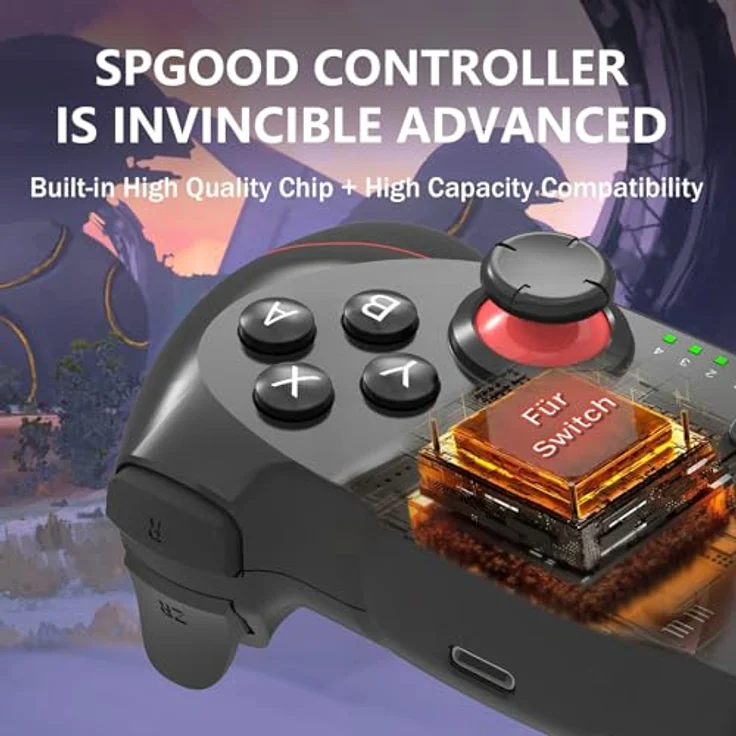 SPGOOD Wireless Pro Controller für Switch/Switch 2/OLED/Lite, Turbo-Funktion, Dual Vibration, 6-Achsen Gyroskop, ergonomisches Design – Bild 5