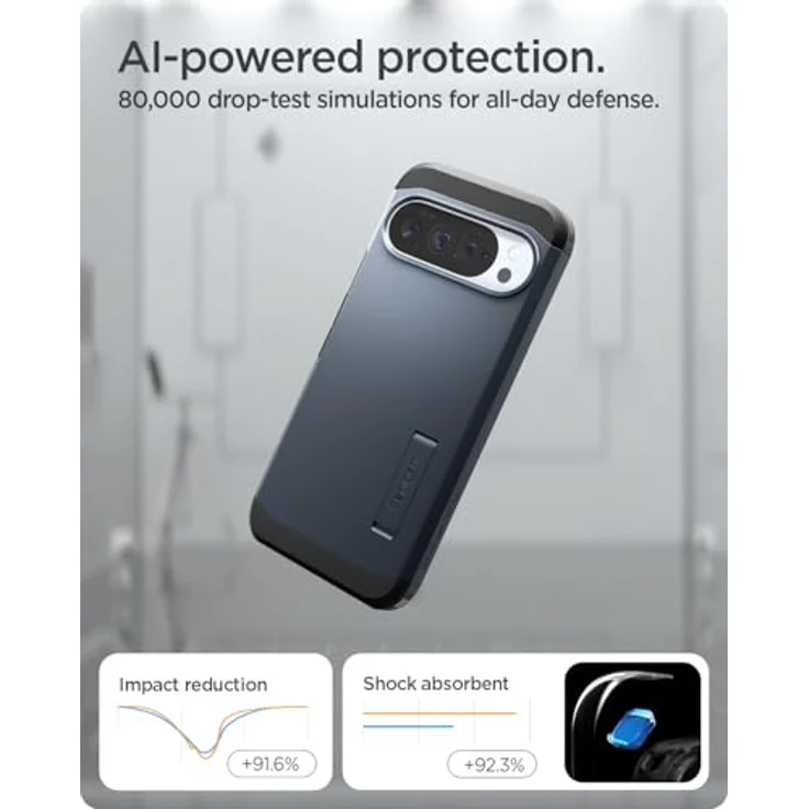 Spigen Tough Armor (AI) MagFit Hülle für Google Pixel 10 Pro XL, Doppellagiger Schutz mit integriertem Kickstand, kompatibel mit Pixelsnap und MagSafe - Metal Slate – Bild 5
