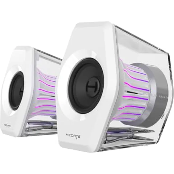 Edifier G2000 Pro, Bluetooth Computer-Lautsprecher mit 7.1 Virtual Surround Sound, RGB-Beleuchtung, USB-C und AUX-Eingang, Weiß
