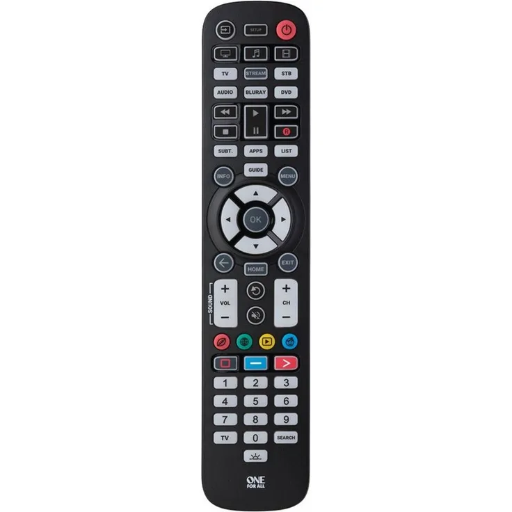 One for All URC3661 Fernbedienung (Essential 6 Universalfernbedienung) mit SteriTouch® - Schwarz