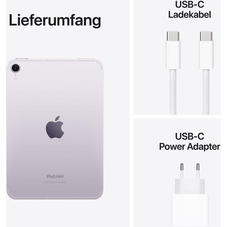 Apple iPad mini 7 (2024), Tablet, WiFi, 512 GB, 8,3 Zoll, 2.266 x 1.488 Pixel, iPadOS 18, 12 MP, Apple A17 Pro, Violett – Bild 7