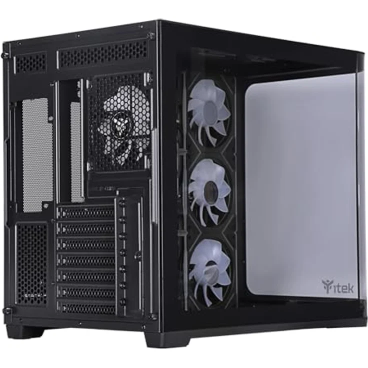Itek Case Dark CAVE Curved - Gaming Tower, ATX, 4 x 12 cm ARGB Fan, 2 x USB3, Type-C, Side & Front Panel Temp Glass, Gehärtetes Glas, Schwarz – Bild 4