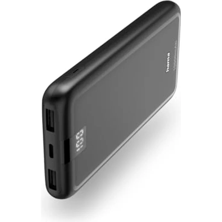 Hama Powerbank Performance 10 10000mAh (USB C + 2x USB A, LED Display, Power Pack zertifiziert, klein) anthrazit – Bild 1