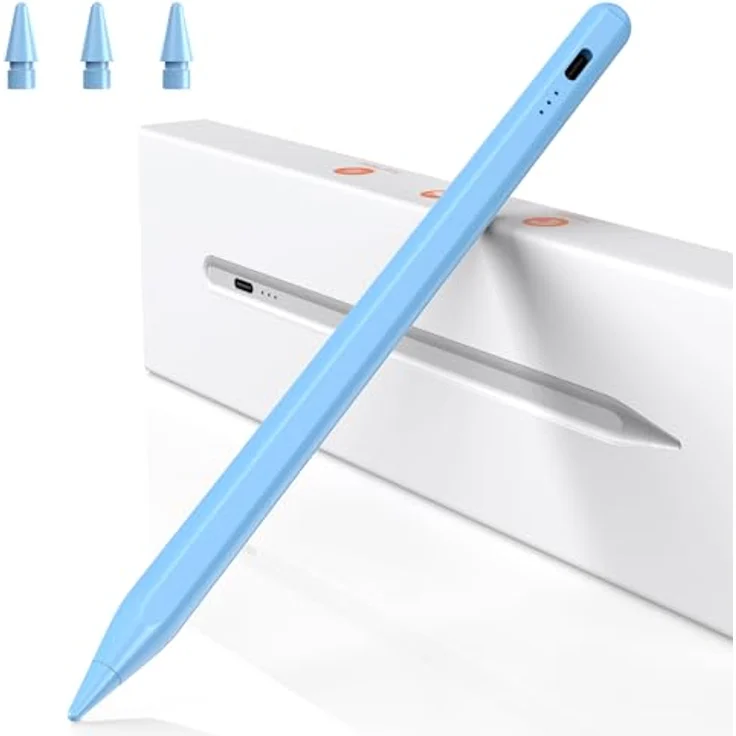 BAZO iPad Stift (Pencil 2. Generation) mit Schnellladefunktion, Neigungssensitivität und Palm Rejection, kompatibel mit iPad Pro 13''/12,9''/11''/6-10/Mini 5/6/Air 3/4, Blau – Bild 1