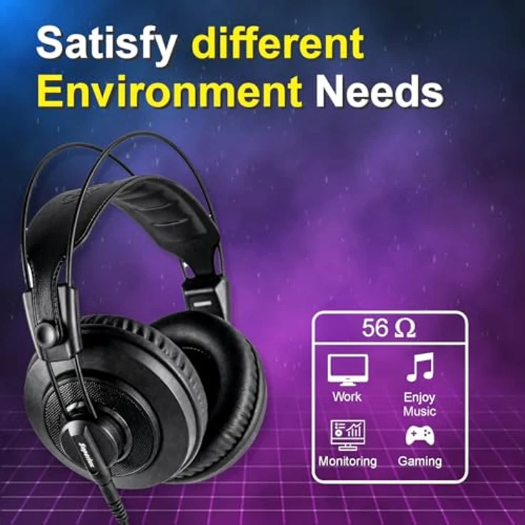 Superlux HD-668 B MKII, dynamische Studio-Kopfhörer, halboffen, 10-30.000 Hz Frequenzgang, 98 dB Kennschalldruck, abnehmbares Kabel, schwarz – Bild 2